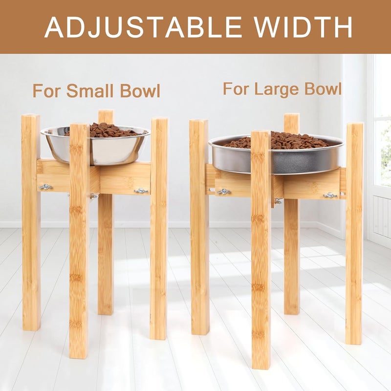HTB Elevated Dog Bowl Stand,Adjustable Dog Food Stand for 8”-11” Bowls,Single Dog Bowl Holder 14” Tall for Large Dogs - Image 2